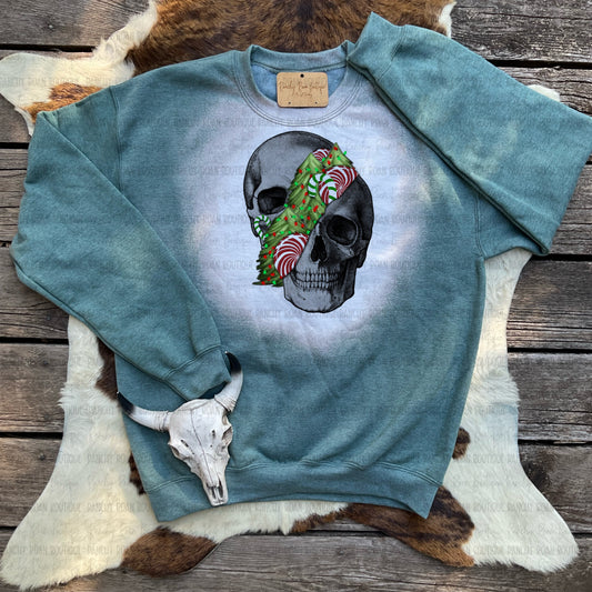 Western Skull Christmas Candy Graphic Sweatshirt