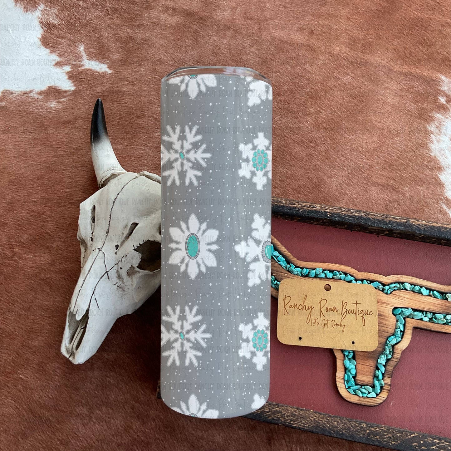 Turquoise Snowflake 20 oz Skinny Tumbler