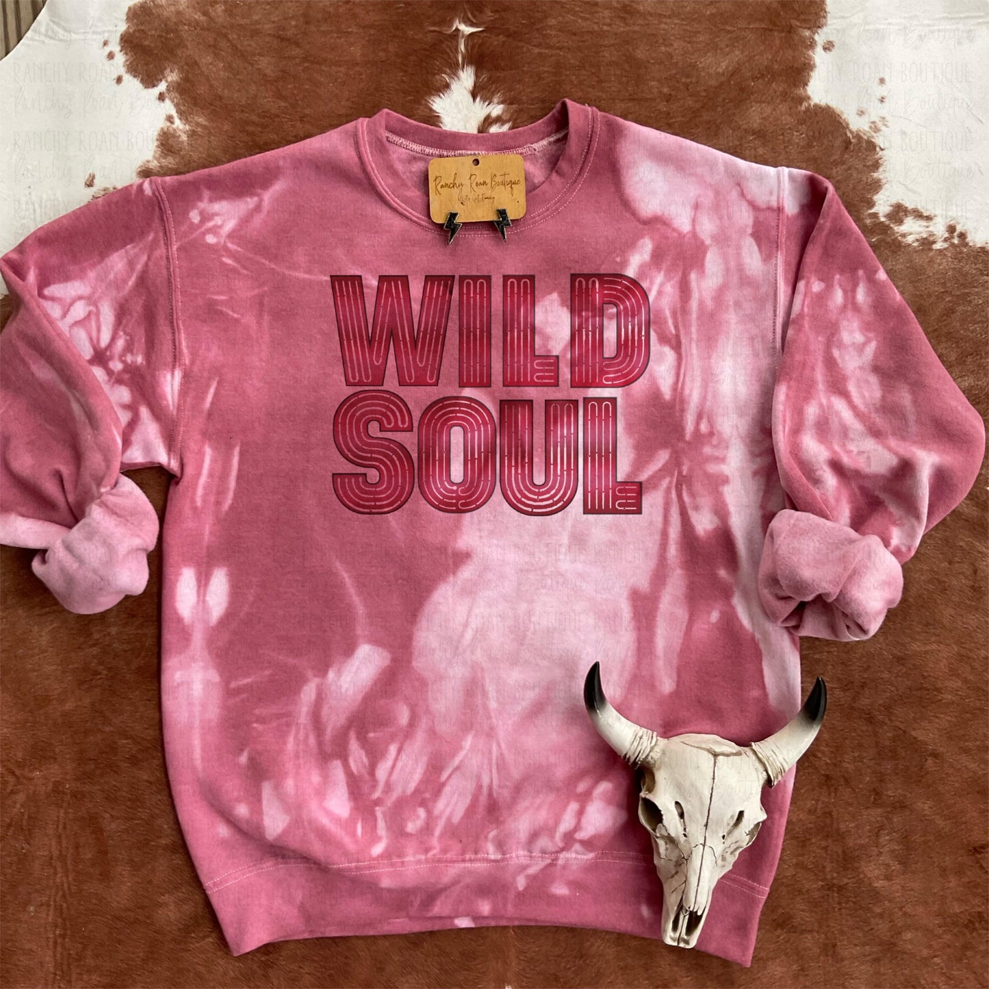 Neon Wild Soul Western Dyed Sweatshirt - Ranchy Roan Boutique 