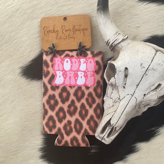 Rodeo Babe Western Leopard Slim Koozie