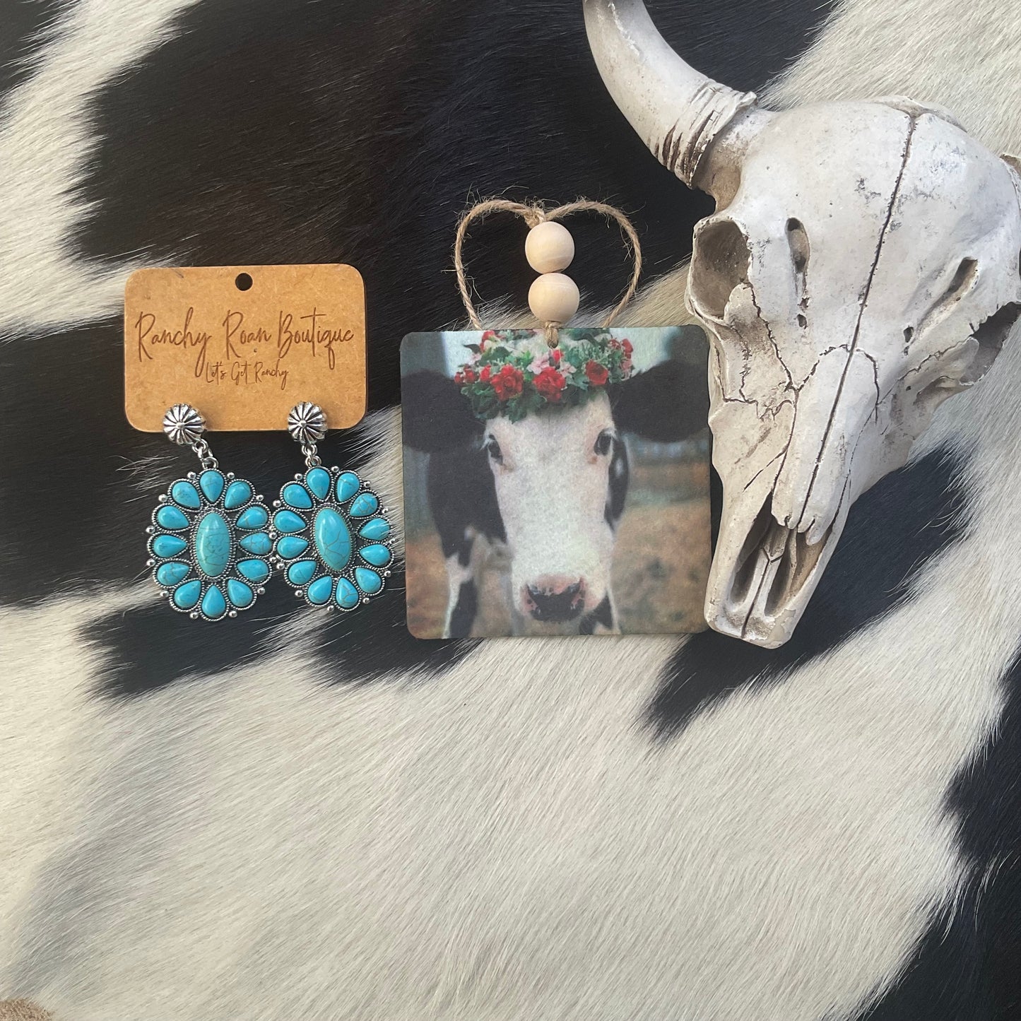 Floral Cow Felt  Western Freshies