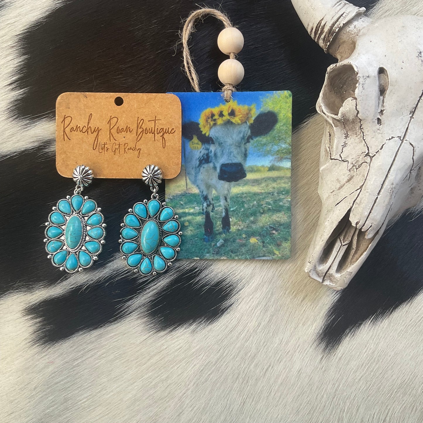 Floral Cow Felt  Western Freshies