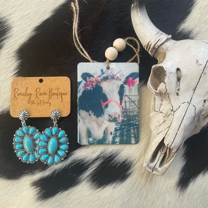 Floral Cow Felt  Western Freshies