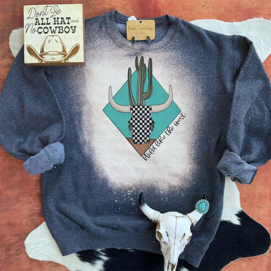 Retro Wild Like The West Skull Western Sweatshirt - Ranchy Roan Boutique 