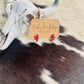 Western Flower Stud Earrings, Red Stone Floral Earrings