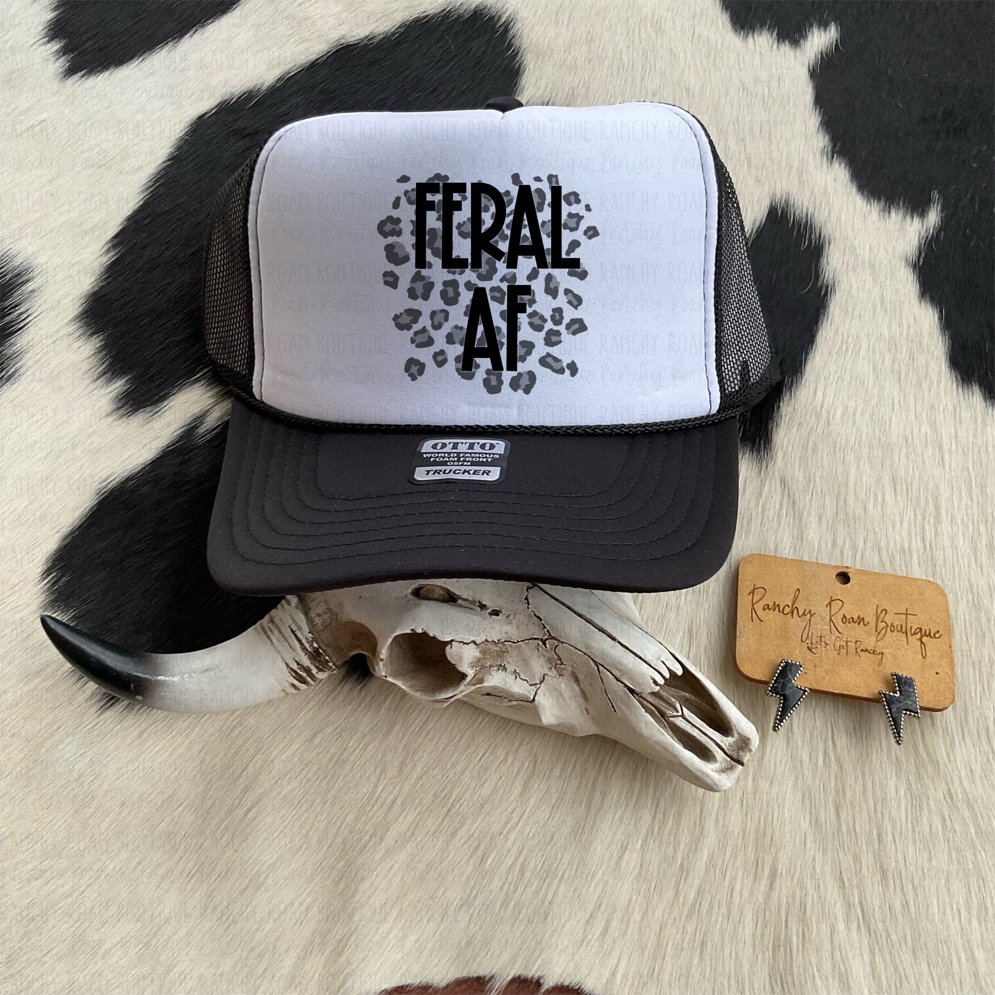 Feral AF Leopard Western Foam Trucker Hat - Ranchy Roan Boutique 