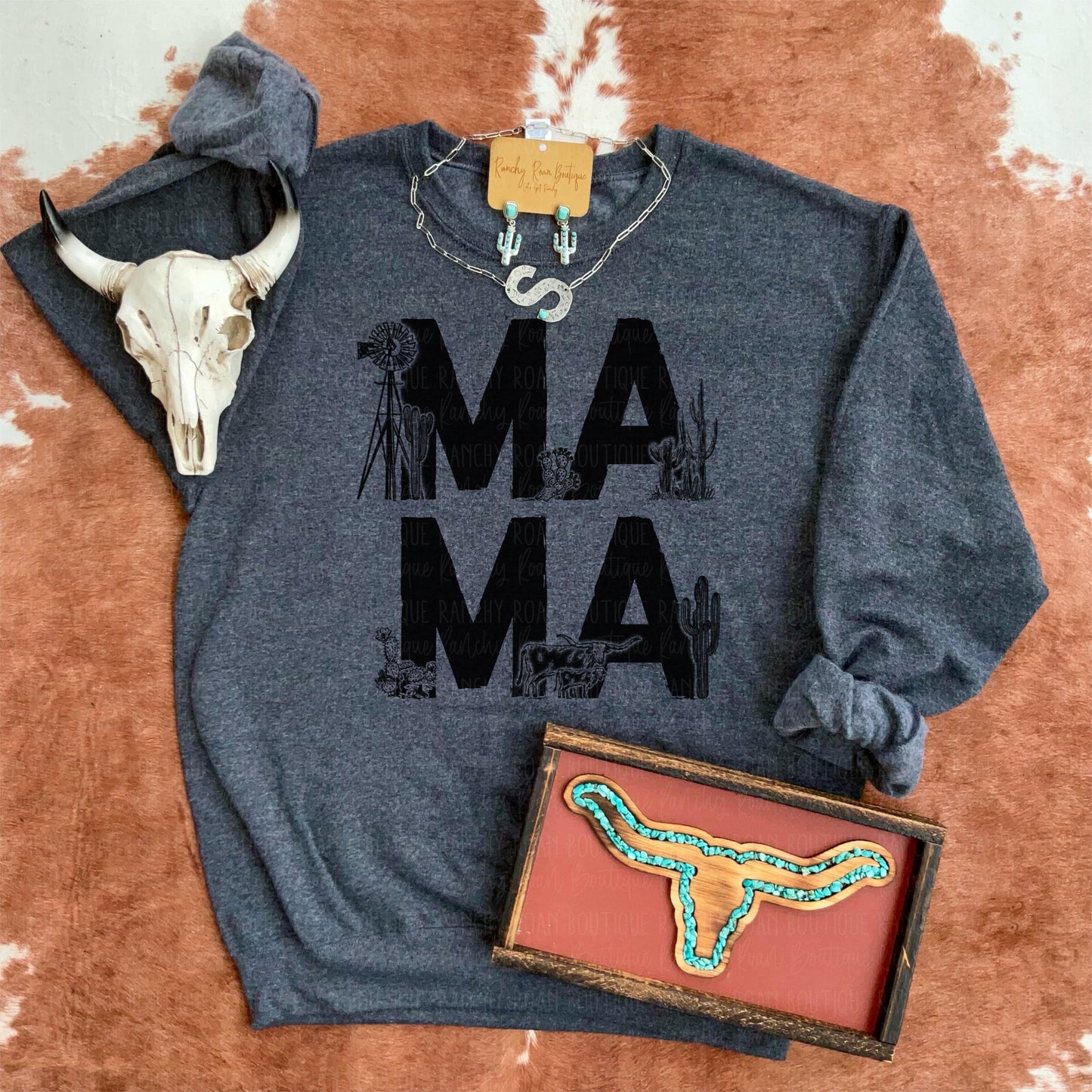 Mama Ranchy Cowboy Western Sweatshirt - Ranchy Roan Boutique 