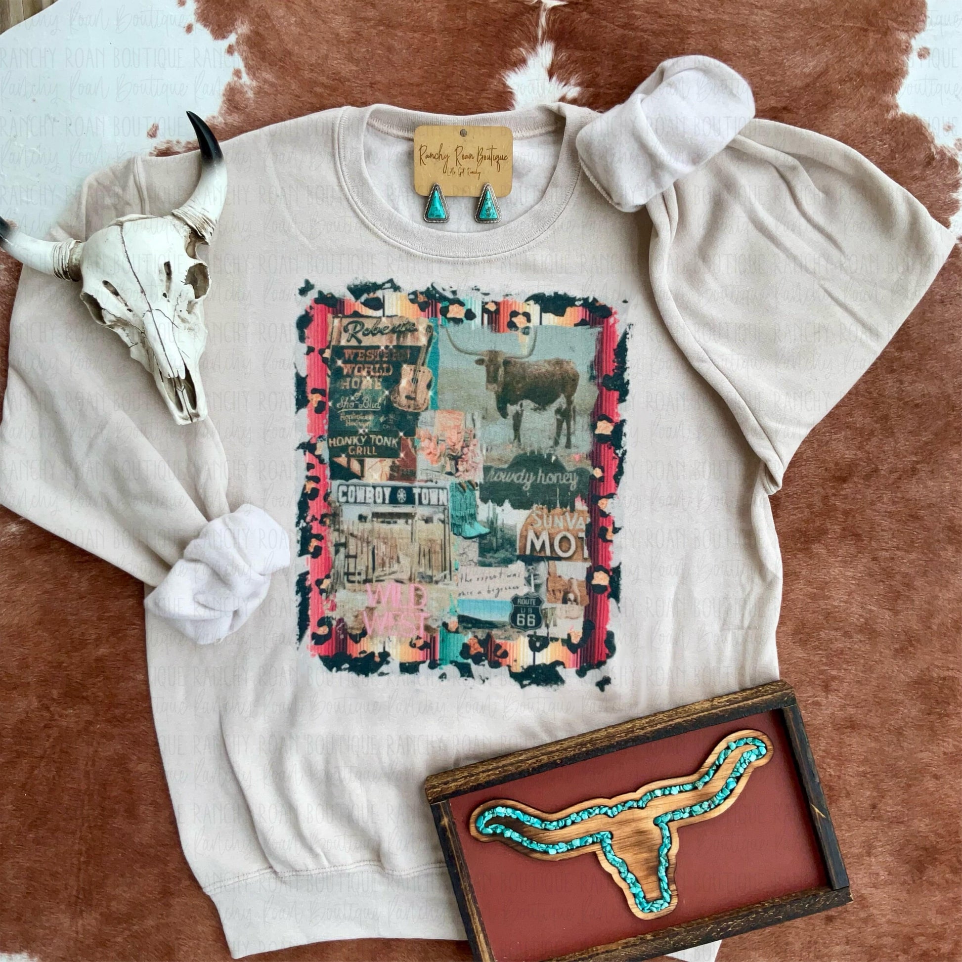 Western Collage Cowboy Sweatshirt - Ranchy Roan Boutique 