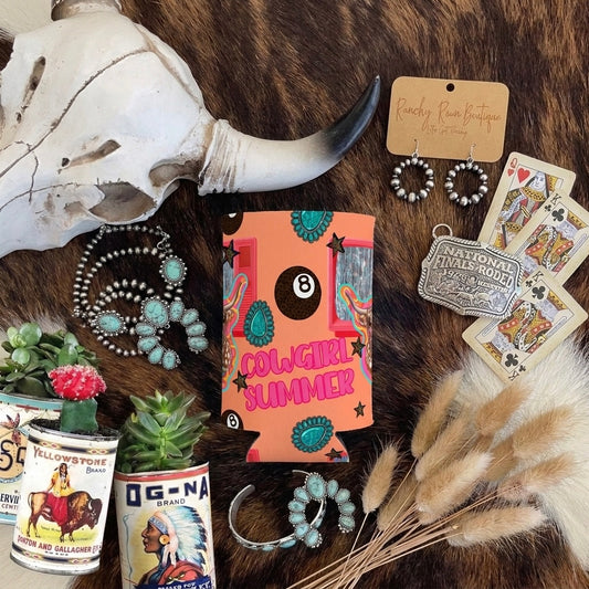 Cowgirl Summer Western Can Cooler Koozie