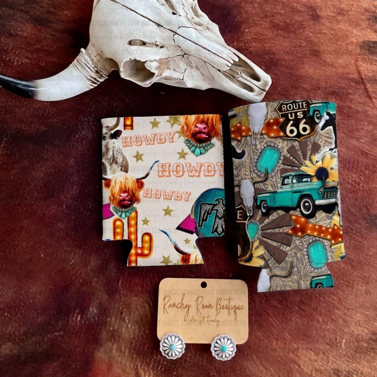Howdy Highland Route 66 Western Koozie