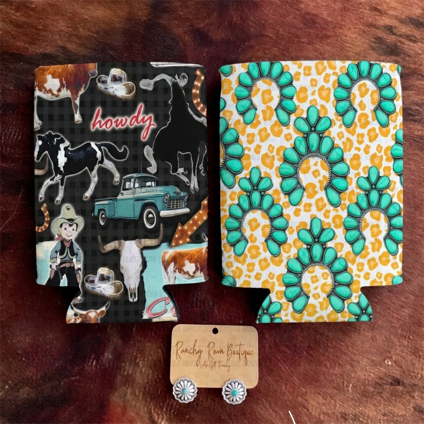 Howdy Cowboy Concho Western Koozie