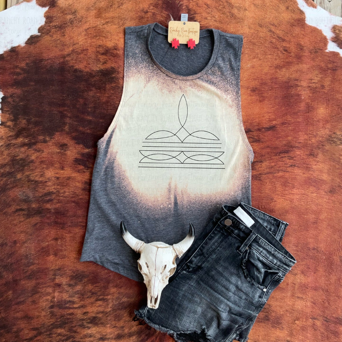 Boot Stitch Western Festival Muscle Tank - Ranchy Roan Boutique 