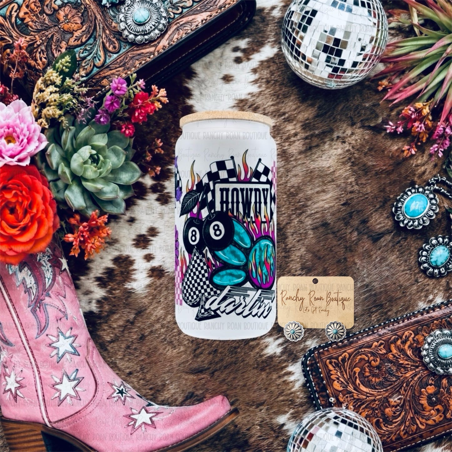 Howdy Darlin Graphic Frosted Glass Tumbler