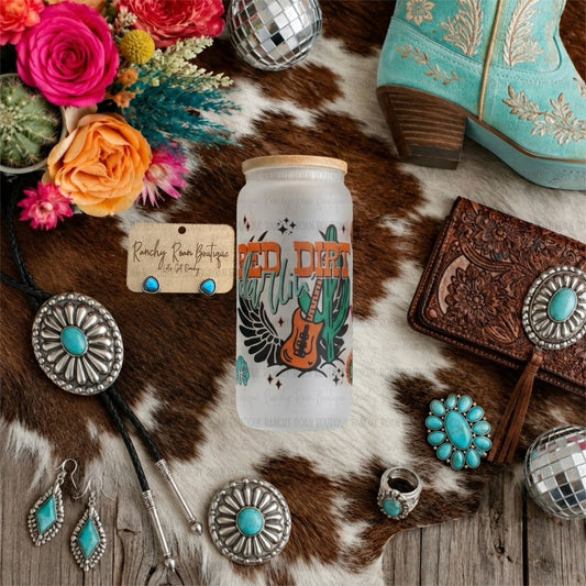 Red Dirt Darlin’ Western Graphic Frosted Glass Tumbler