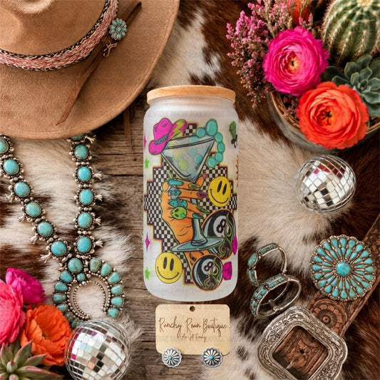 Cowgirl Cocktail Graphic Frosted Glass Tumbler