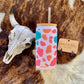 Neon Cowhide Western Frosted Glass Tumbler