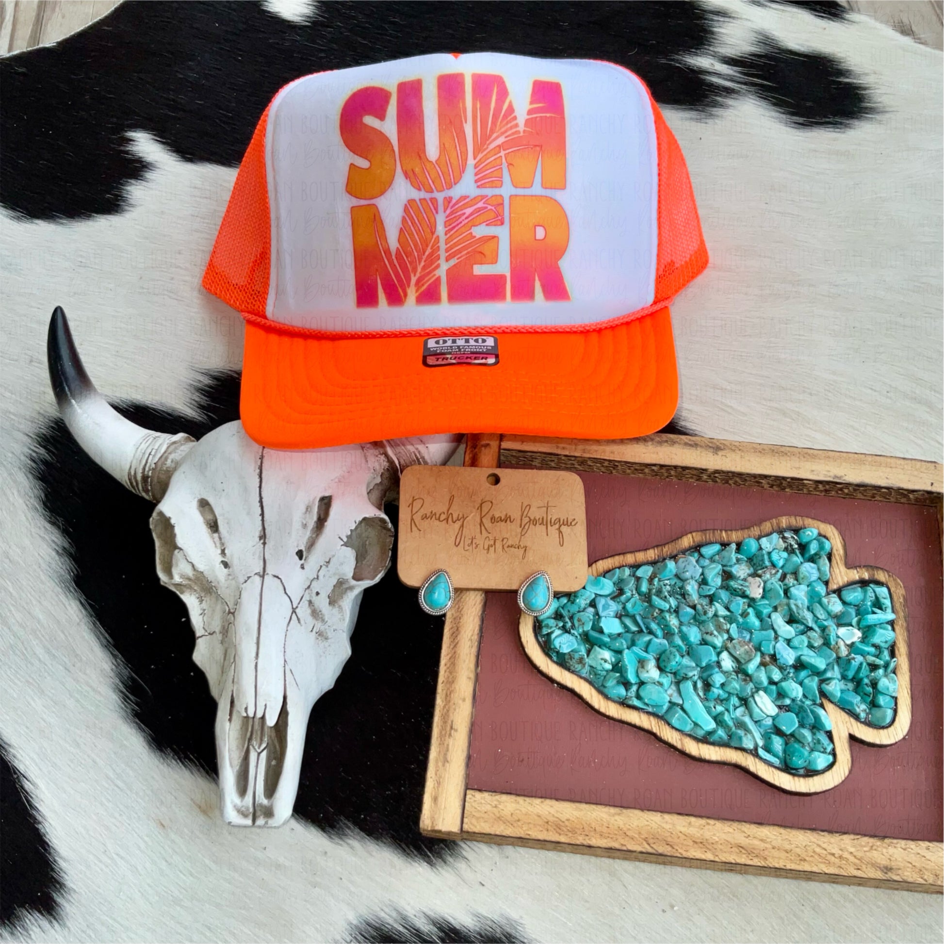 Neon Summer Western Foam Front Trucker Hat - Ranchy Roan Boutique 