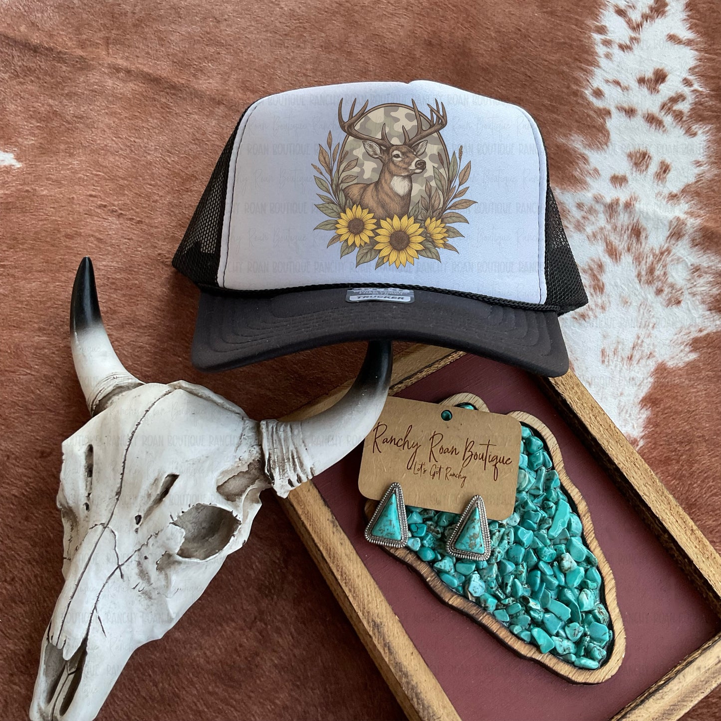 Sunflower Buck Western Trucker Hat