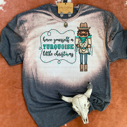 Turquoise Christmas Cowboy Nutcracker Western Tee