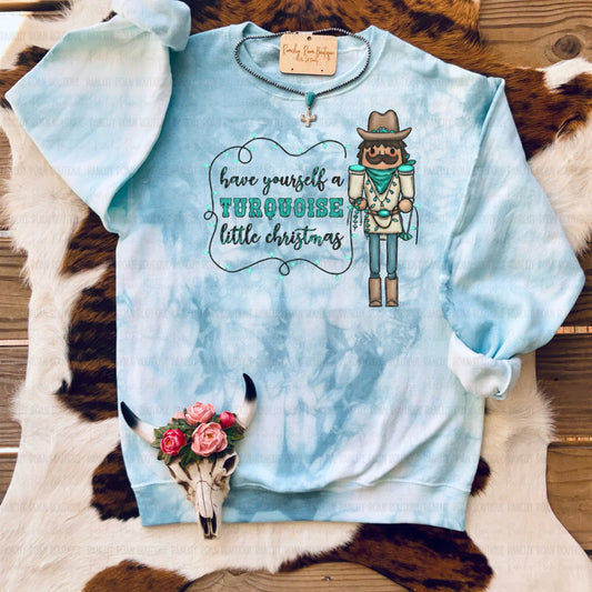 Turquoise Christmas Cowboy Nutcracker Sweatshirt