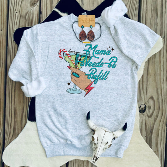 Mama Needs A Refill Western Graphic Sweatshirt