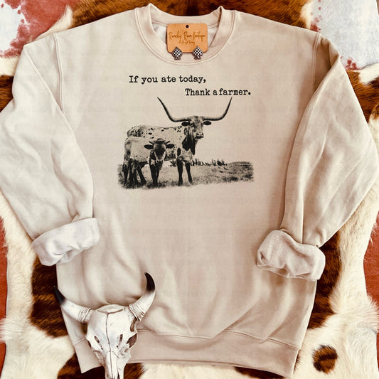 Western Thank a Farmer Graphic Sweatshirt