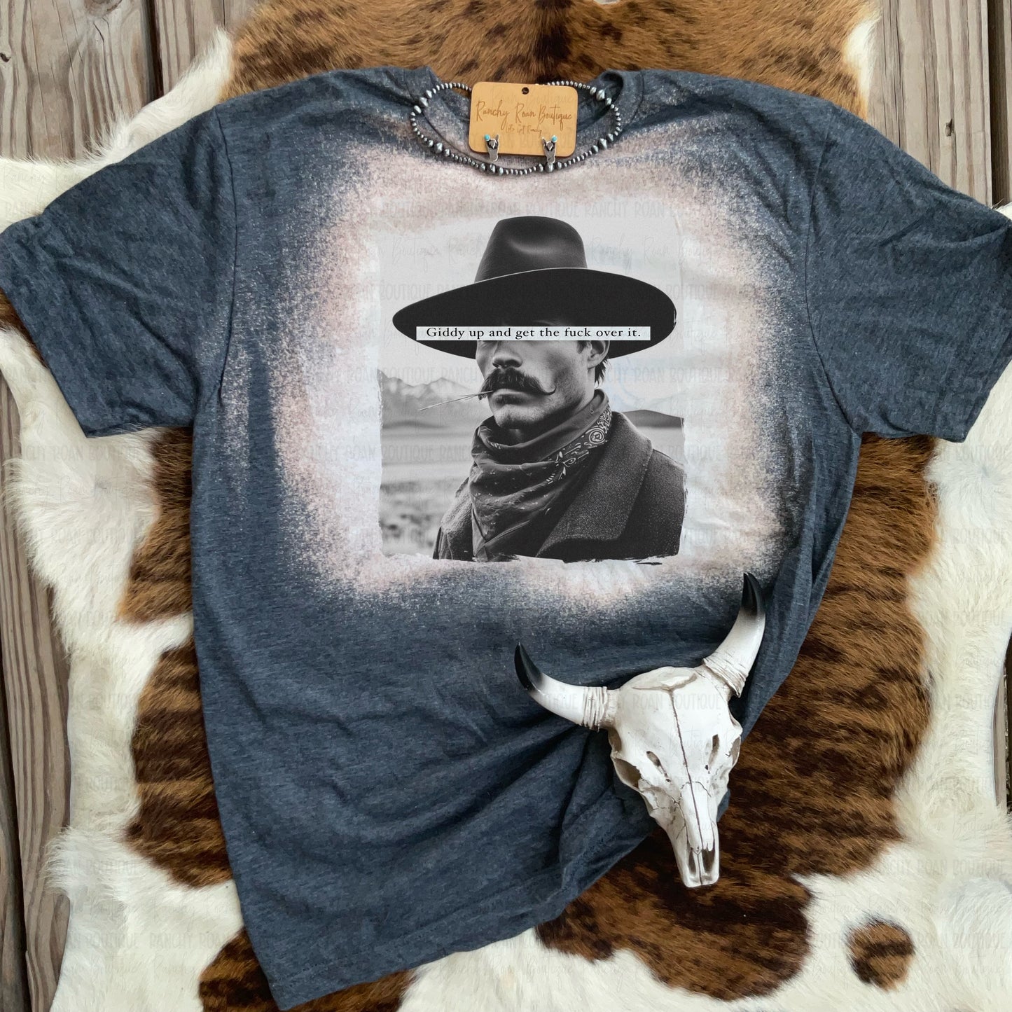 Giddy Up & Get Over It Outlaw Western Graphic Tee