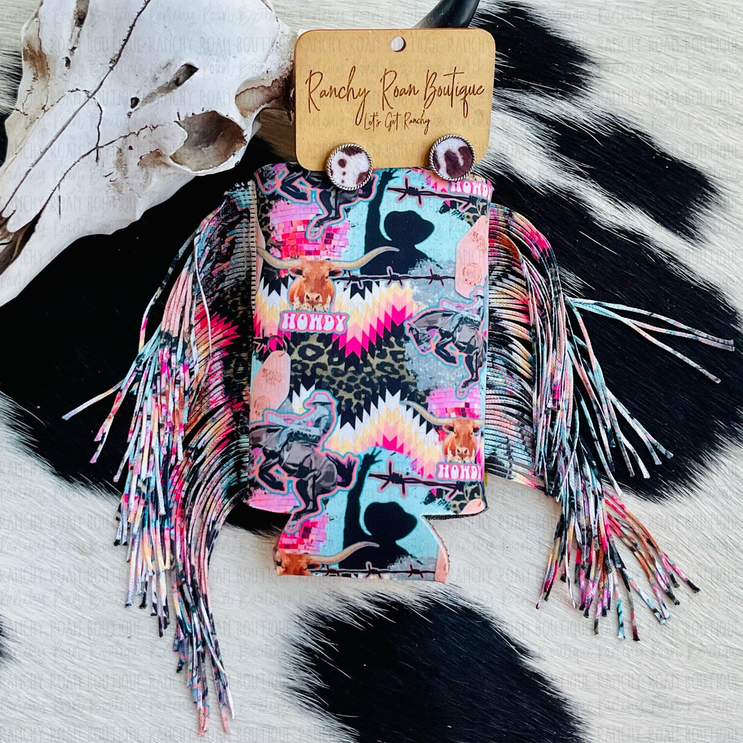 Groovy Cowgirl Fringe Western Koozie - Ranchy Roan Boutique 