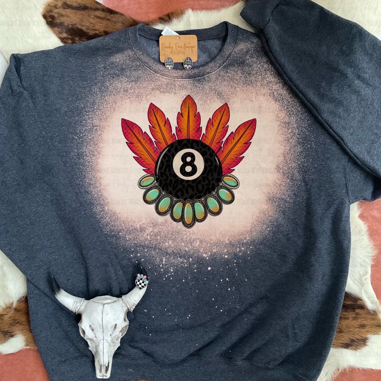 Eight Ball Headdress Western Graphic Sweatshirt