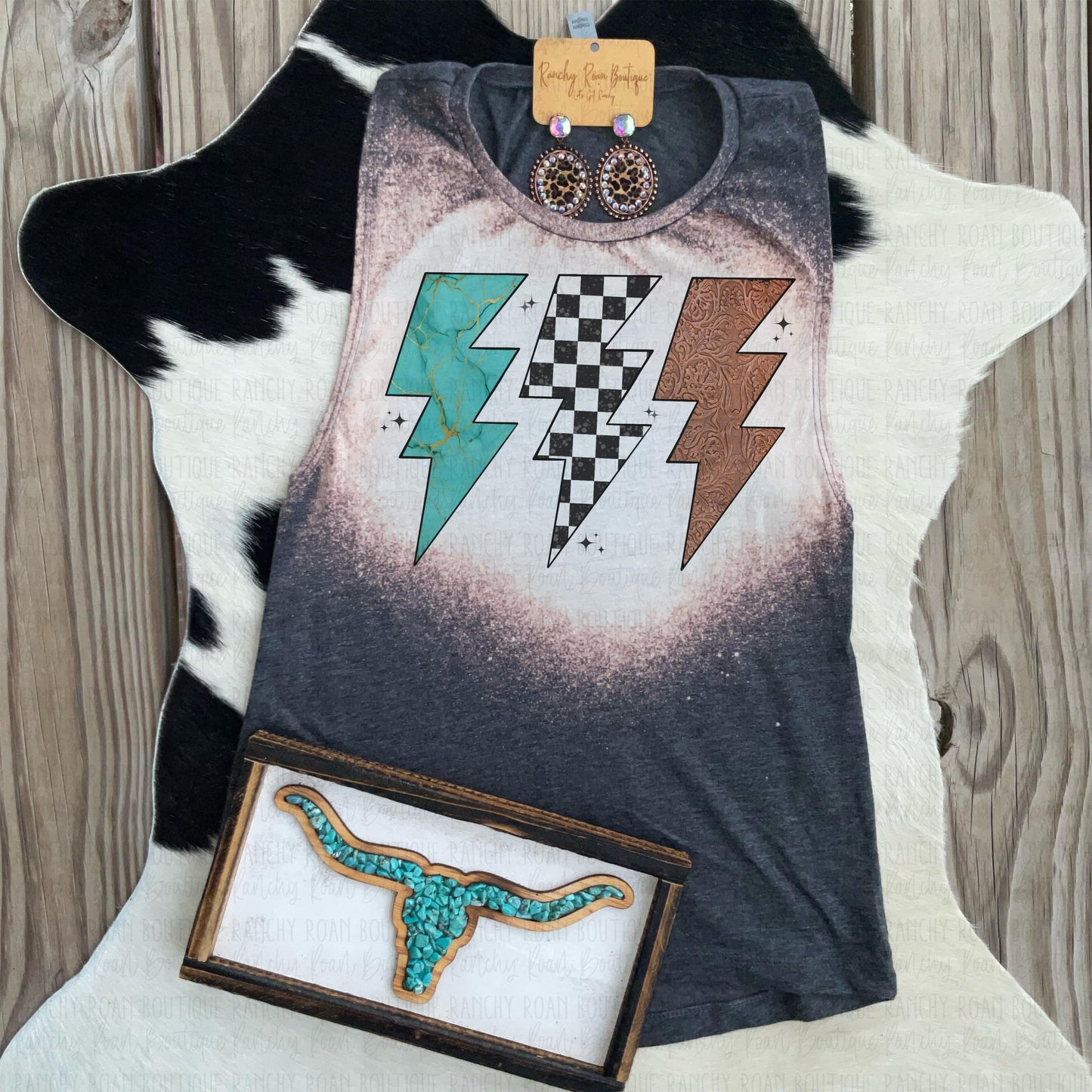 Lightning Bolt Western Festival Muscle Tank - Ranchy Roan Boutique 