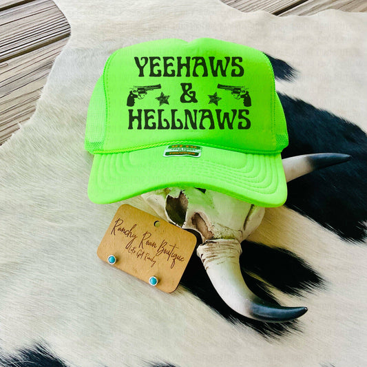 YEEHAWS and HELLNAWS Western Foam Front Trucker Hat - Ranchy Roan Boutique 