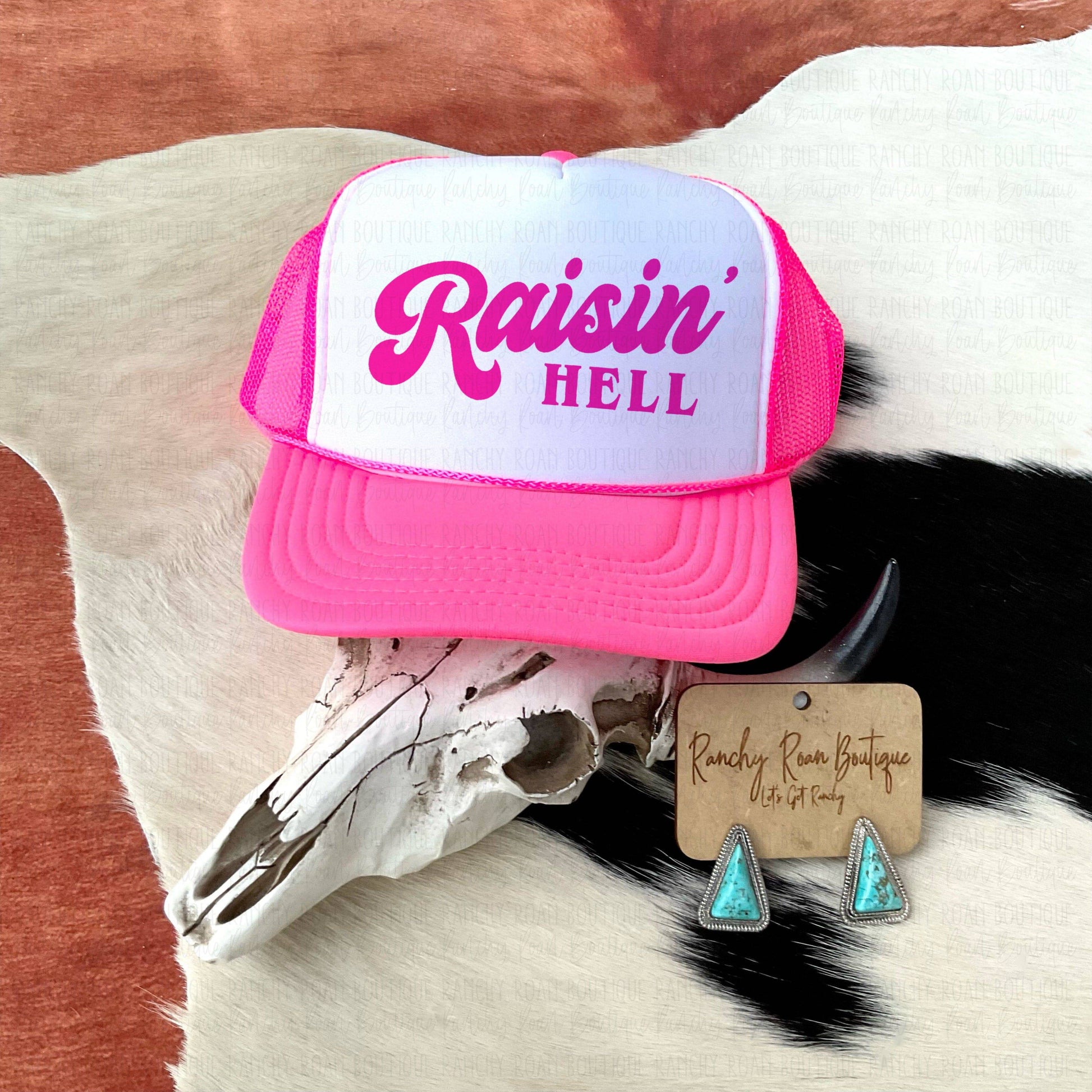 Raisin’ Hell Western Cowgirl  Foam Trucker Hat - Ranchy Roan Boutique 