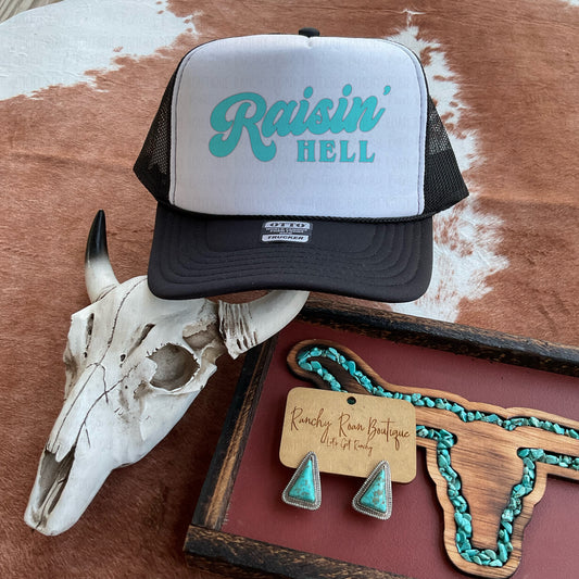 Raisin’ Hell Western Classic Foam Trucker Hat - Ranchy Roan Boutique 