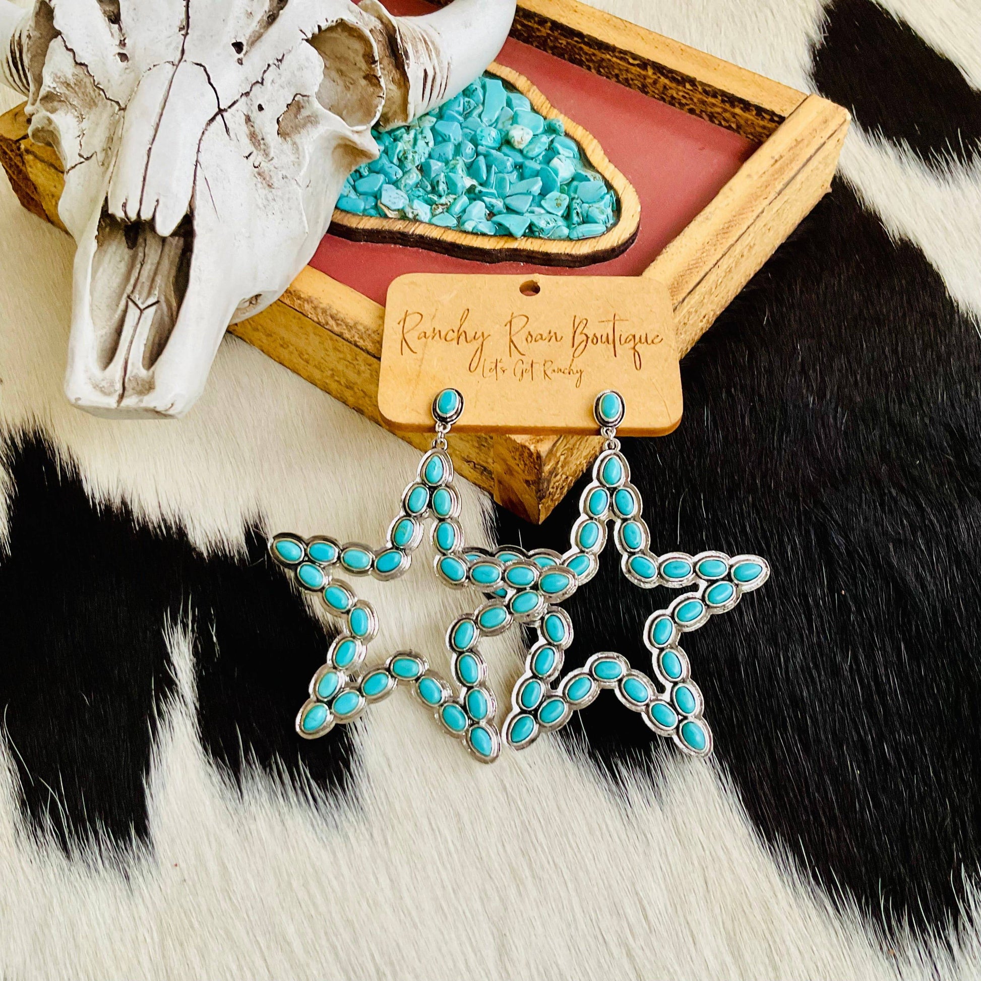 Western Star Stone Stud Earrings - Ranchy Roan Boutique 