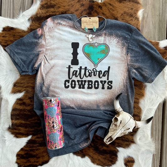 I Heart Tattooed Cowboy’s Western T-shirt - Ranchy Roan Boutique 