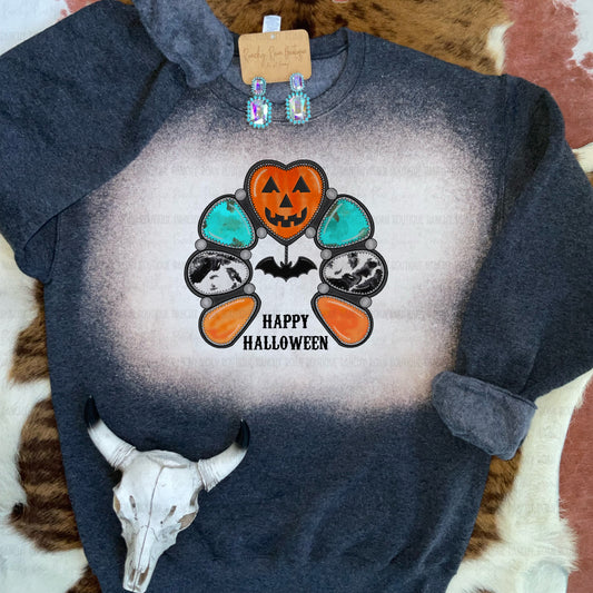 Happy Halloween Squash Blossom Western Graphic Sweatshirt