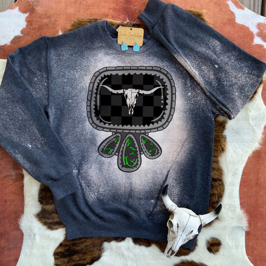 Longhorn Buckle Western Graphic Sweatshirt
