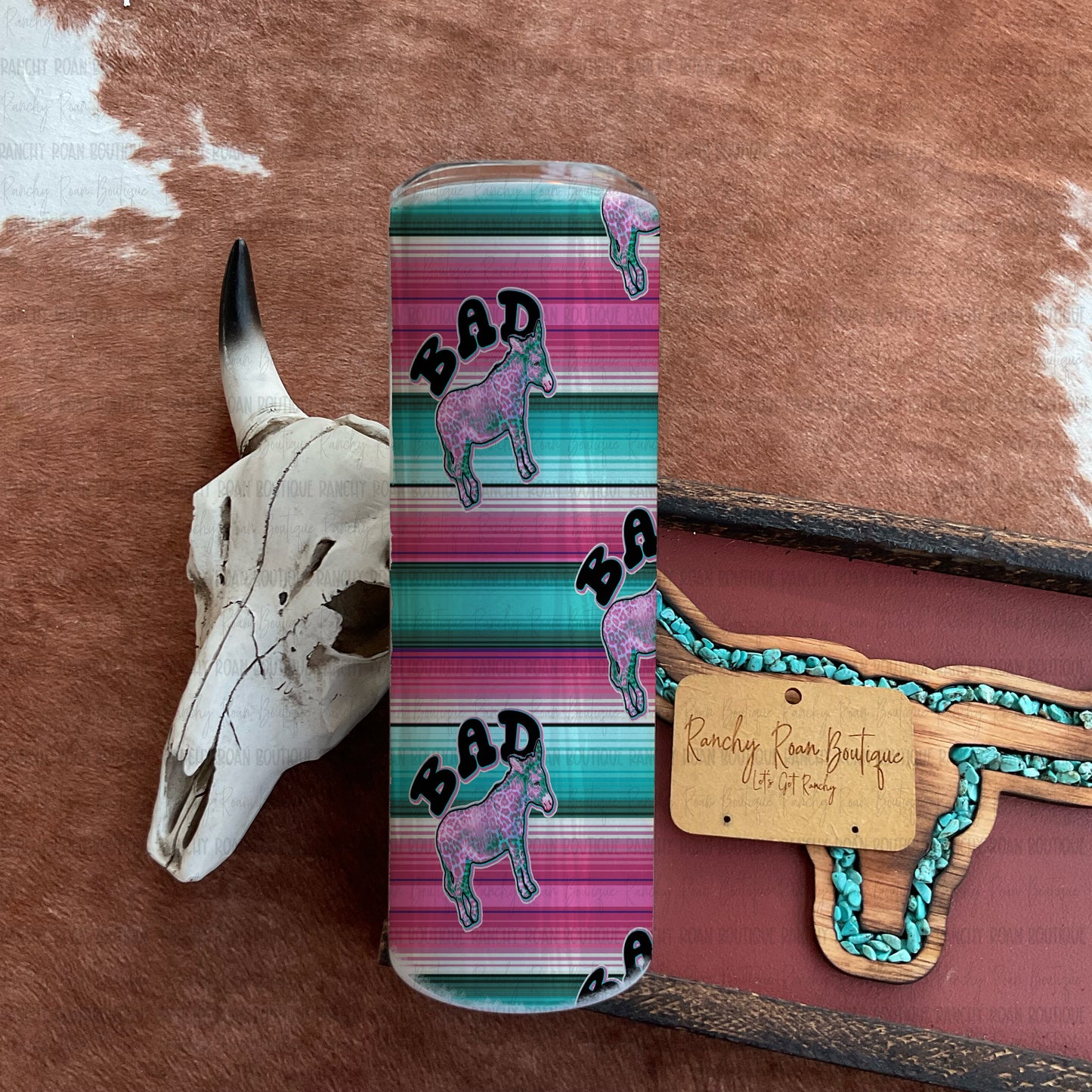 Bad Ass Donkey Serape Western Skinny Tumbler