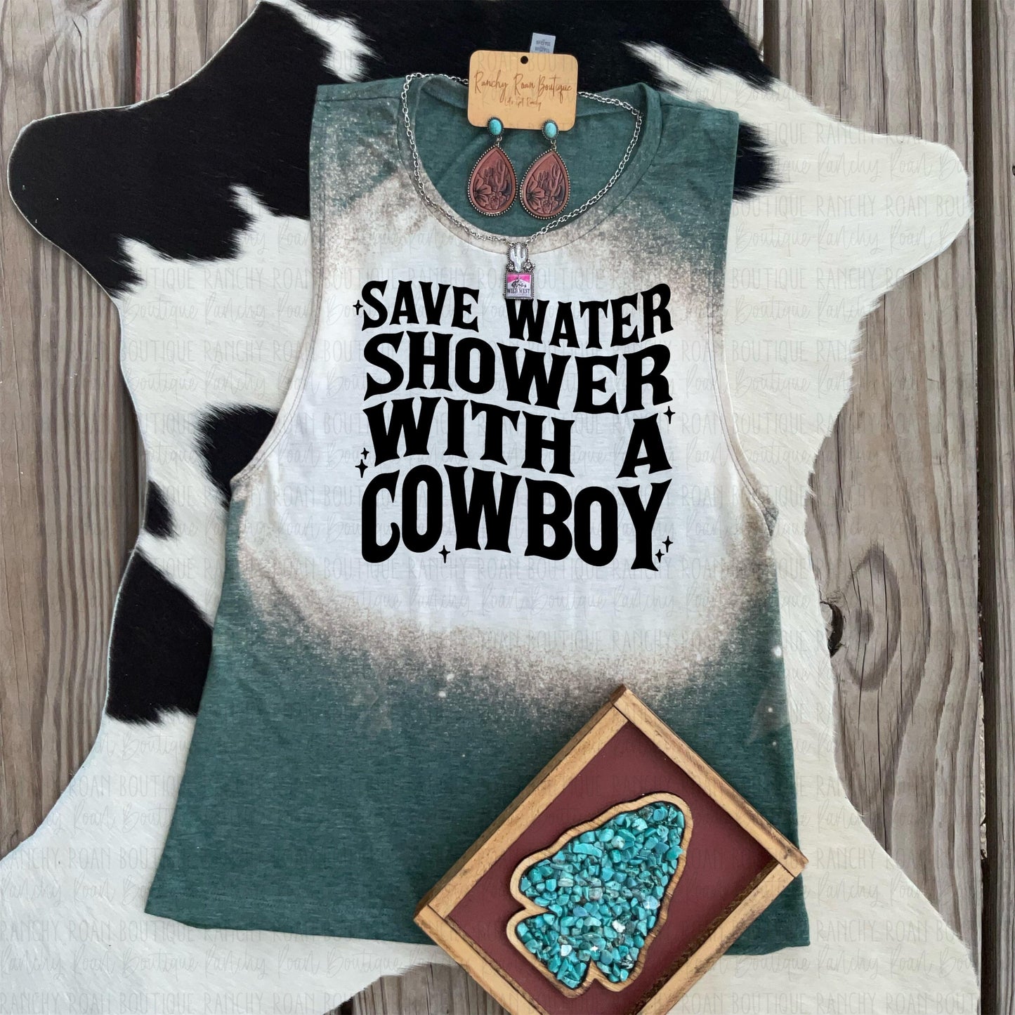 Save Water Shower with a Cowboy Western Festival Muscle Tank - Ranchy Roan Boutique 