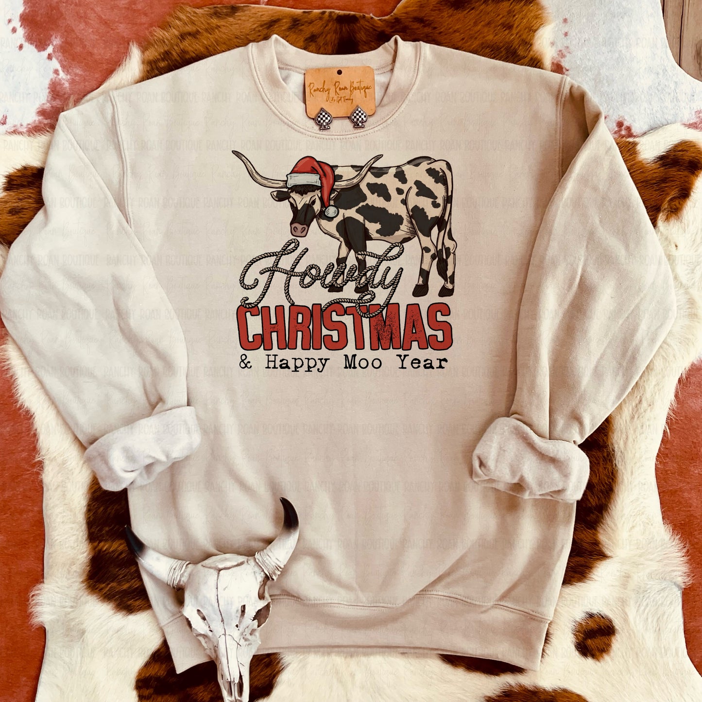 Howdy Christmas Happy Moo Year Sweatshirt