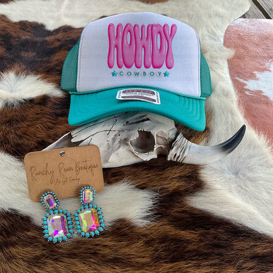 Howdy Cowboy Retro Bubble Western Trucker Hat
