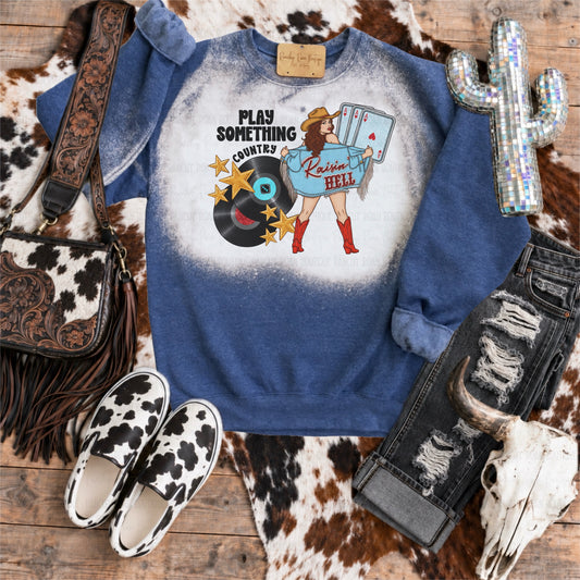 Play Something Country Retro Western Graphic Sweatshirt
