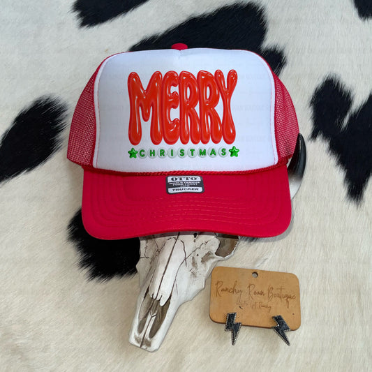 Merry Christmas Retro Western Trucker Hat