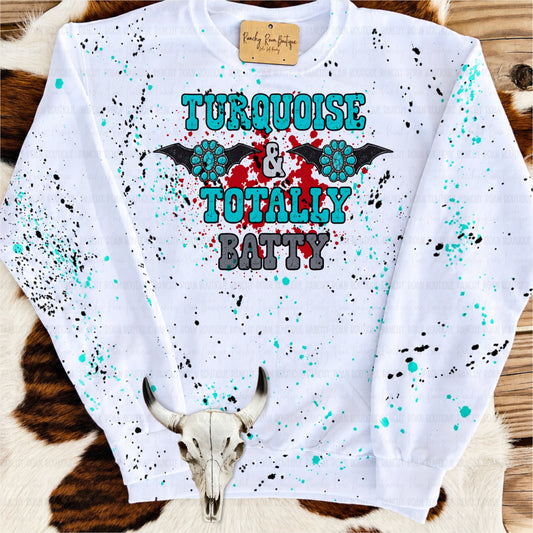 Turquoise & Totally Batty Western Halloween Graphic Sweatshirt