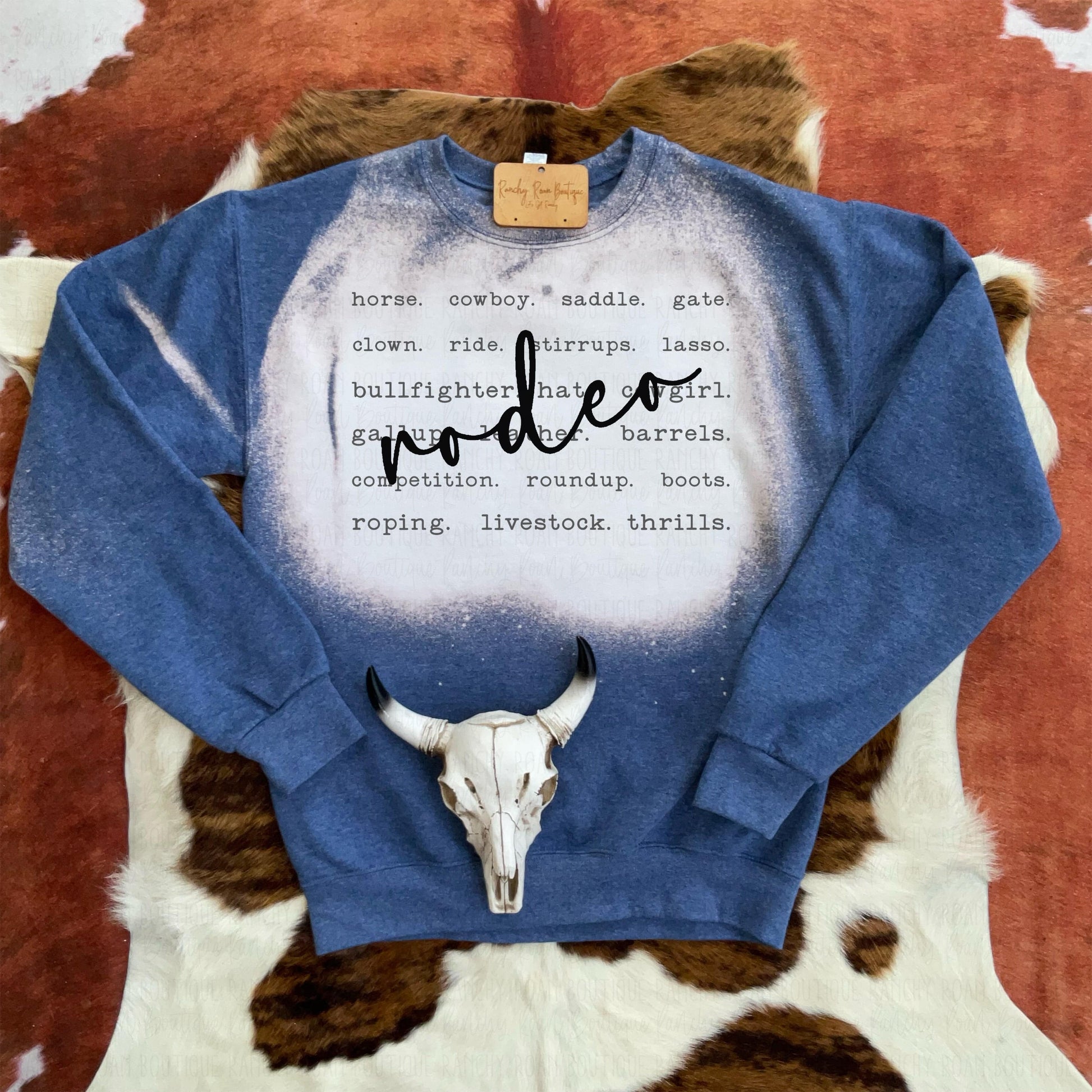 Rodeo Definition Western Bleached Sweatshirt - Ranchy Roan Boutique 