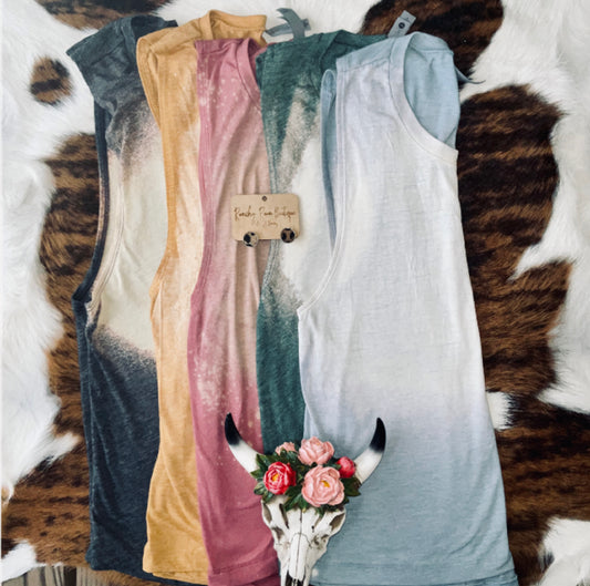 Bleached Blank Festival Muscle Tanks - Ranchy Roan Boutique 