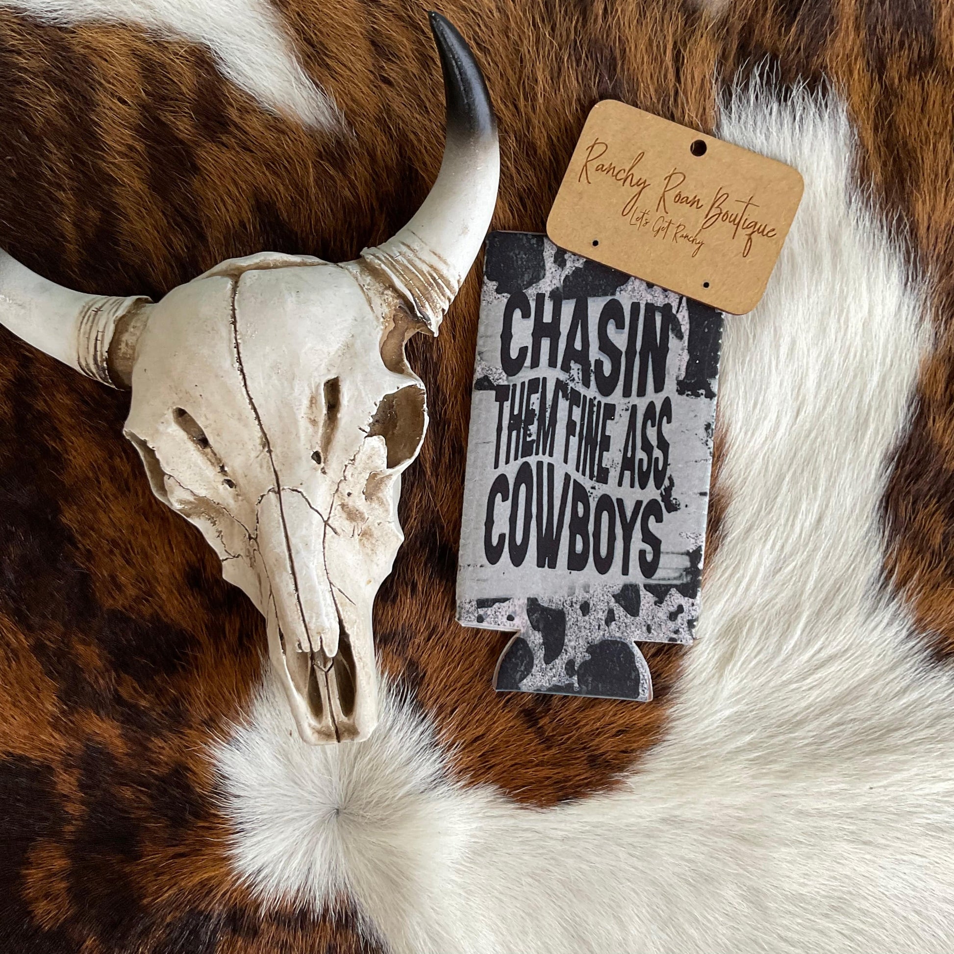 Chasin Them Fine Cowboys Slim Koozie - Ranchy Roan Boutique 