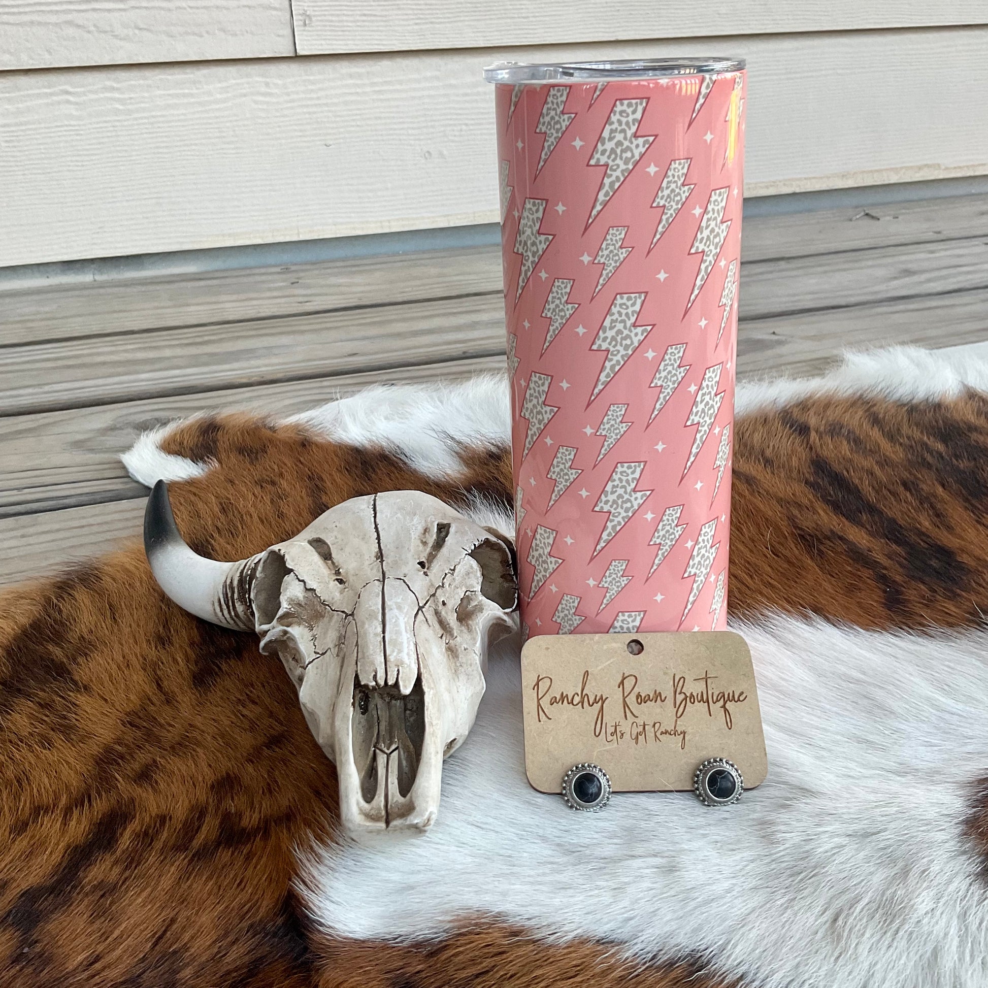 Boho Leopard Bolts 20oz Skinny Tumbler - Ranchy Roan Boutique 