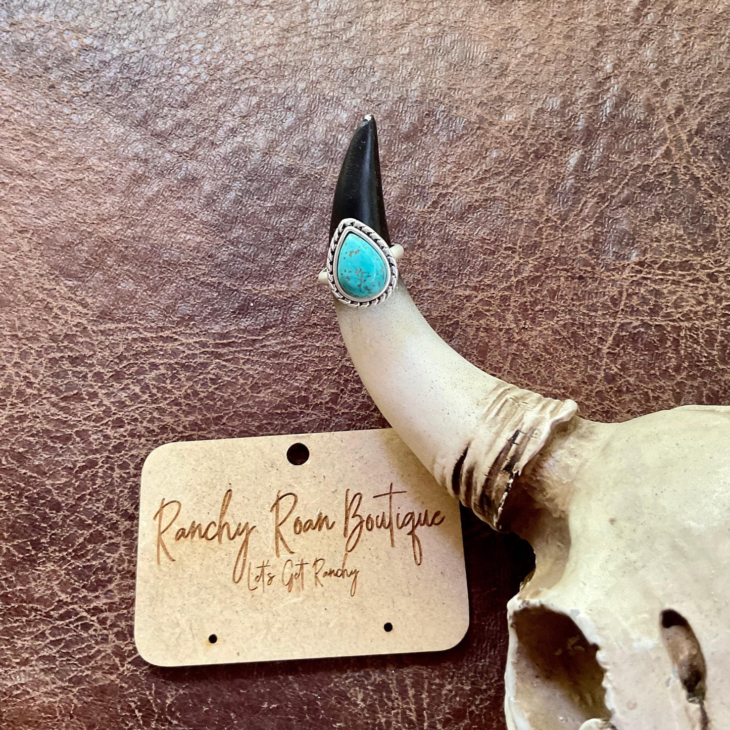 Pear Turquoise Western Ring - Ranchy Roan Boutique 