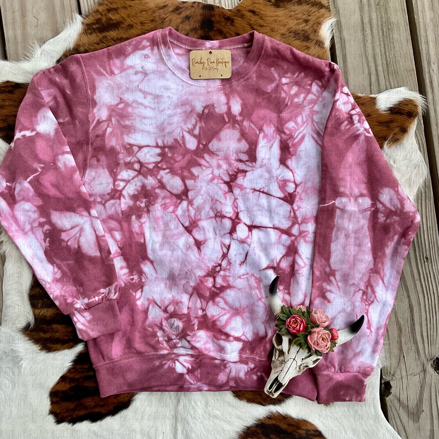 Rust Tie Dyed Blank Sweatshirt - Ranchy Roan Boutique 